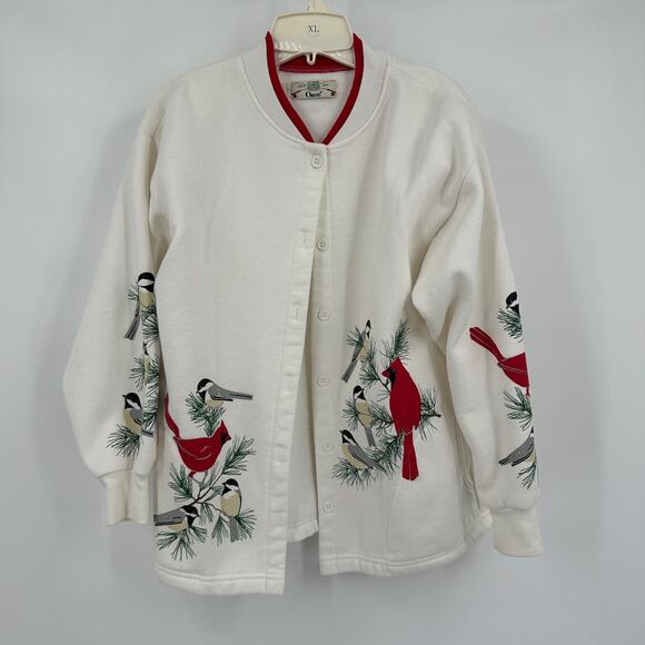 Orvis Jackets & Blazers - Orvis Womens Vintage Sweatshirt Jacket Size‎ M Cardinal Bird Nature Cottagecore